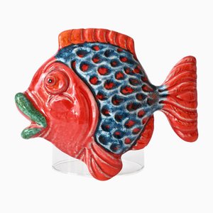 Decorazione da parete vintage a forma di pesce in ceramica di Italica Ars, Italia