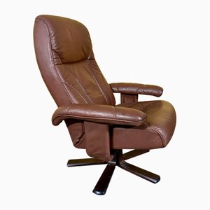 Vintage Danish Leather Swivel Chair, 1970s