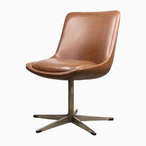 Mid-Century Brown Leatherette Swivel Chair from Stol