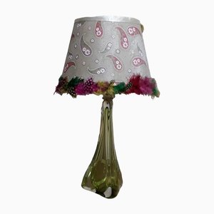 Lámpara de mesa belga vintage de cristal de Val St Lambert