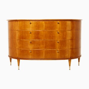 Italian Sycamore and Brass Chest of Drawers by Tomaso Buzzi, 1940s