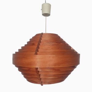 Vintage Wood Veneer Pendant Ceiling Lamp in the Style of Hans-Agne Jakobsson, 1960s