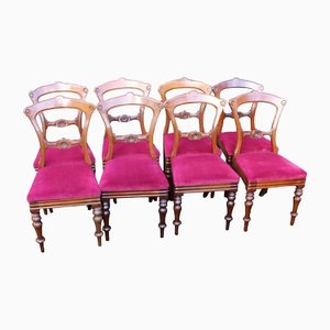 Mahogany Bullseye Dining Chairs in Pink, 1900s, Set of 8