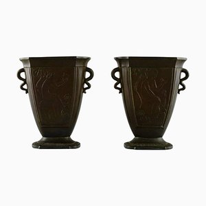 Mid-Century Metal Vases from Disko, 1930s, Set of 2
