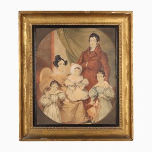 Familienporträt, frühes 19. Jh., Pastell auf Papier, gerahmt
