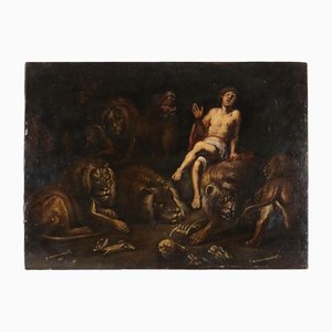 Italienischer Künstler, Daniel in the Lions 'Den, 19. Jahrhundert, Öl auf Holz