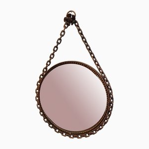 Antique Wall Make-Up Mirror in Iron, 1890s