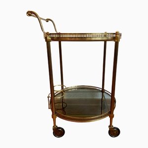 Neoclassical Bar Cart in Brass on Wheels, 1960s