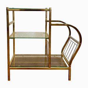 Brass Newspaper Stand with Glass Plates, 1950s