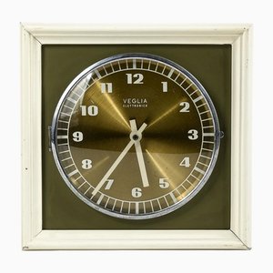 Vintage Green and Gold Watch Clock, 1970s