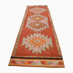 Orangefarbener Vintage Teppich aus Baumwolle, 1960er