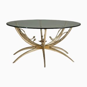 Italian Bronze Lotus Leaf Coffee Table 1950s