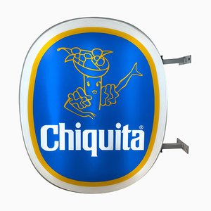 Große Vintage Leuchte, Doppelseitiges Chiquita Schild, Italien