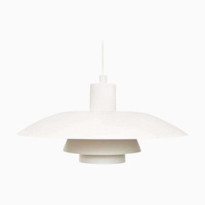 Mid-Century Modern, White and Orange Metal Ceiling Lamp attributed to Poul Henningsen, 1960s