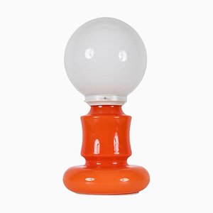 Mid-Century Italian Space Age Orange and White Murano Glass Table Lamp, 1970s