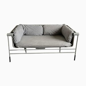 Italian Foldable Sofa with Grey Steel Frame, 1980s