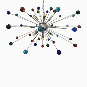 Lampadario Sputnik multicolore in vetro di Murano, Italia