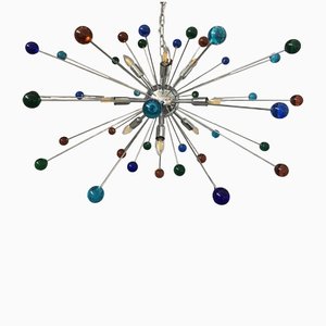 Lámpara de araña italiana Sputnik de cristal estilo Murano hecha a mano