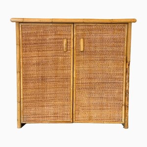 Credenza vintage in vimini, anni '70