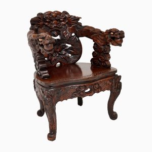 Antique Chinese Carved Hardwood Armchair, 1890s