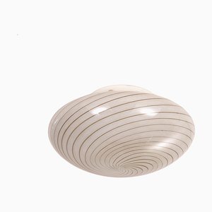 Vintage Italian Ceiling Light in Murano Glass with Brown Spiral, 1980s