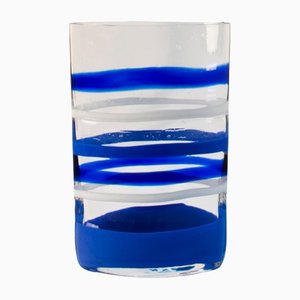 Blue Striped Glass Vase by Carlo Moretti, 1991