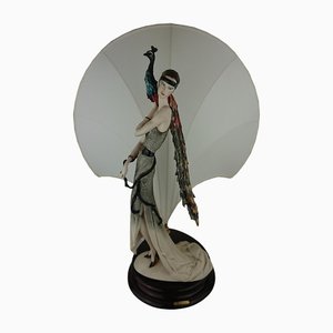 Lampe avec vWoman et Peacock de Armani, 1930s