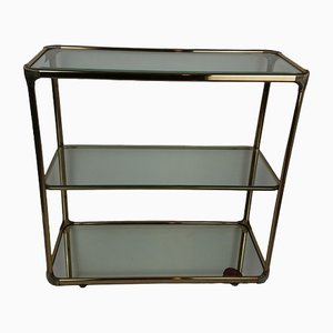 Spanish Console Table in Brass and Glass with Bevelled Mirror