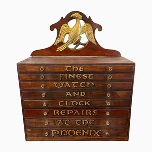 Cofre de reloj y reparador de relojes victoriana de caoba