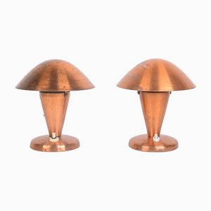 Lámparas de mesa Bauhaus de cobre, años 30. Juego de 2