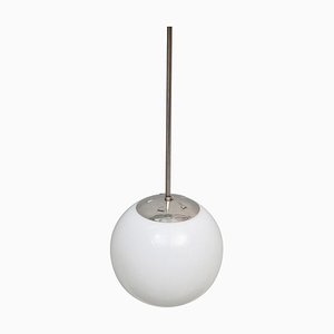 Bauhaus Pendant Lamp in Chrome and Glass, 1940s