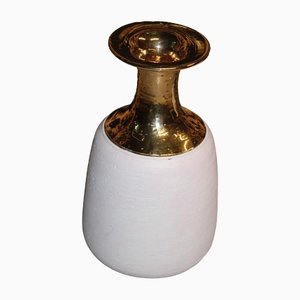 Italienische Vase aus Keramik in Rosa & Gold von Aldo Londi für Bitossi, 1970er