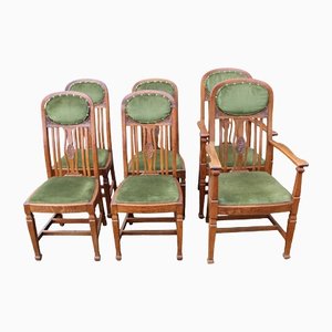 Chairs in Oak with Pop Out Seats, 1940s, Set of 6