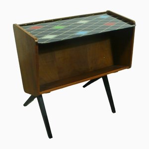 Mid-Century Modern Rack Side Table with Black Glass Top, 1950s