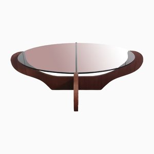 Mahogany Coffee Table with Smoked Glass Top