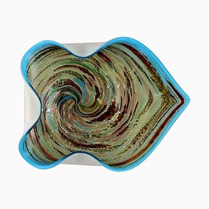 Large Murano Bowl in Polychrome Mouth-Blown Art Glass with Wavy Edge, 1960s