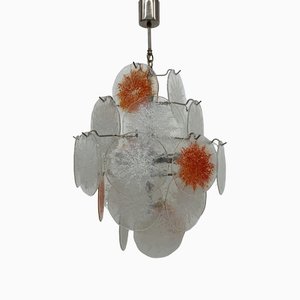 Mid-Century Glass Disc Chandelier from Vistosi, 1970s