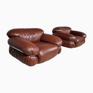 Sesann Lounge Chairs by Gianfranco Frattini for Cassina, 1970s, Set of 2