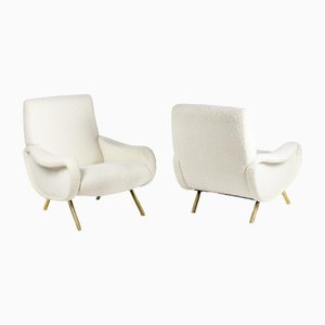 White Lounge Chairs by Marco Zanuso for Artflex, 1950s, Set of 2