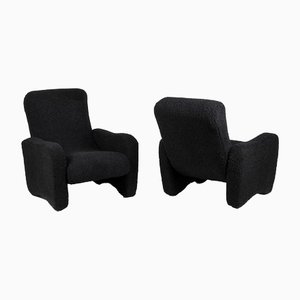 Black Lounge Chairs, 1970s, Set of 2