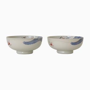 Chinoiserie Schalen mit Kranichen, 2er Set