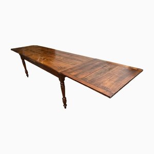 Antique French Cherrywood Refectory Extending Leaves Dining Table, 1830s