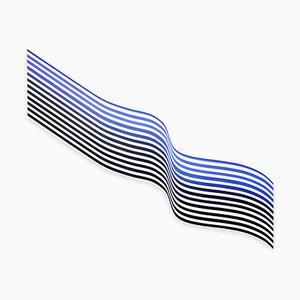 Cristina Ghetti, Double Wave Blue, 2017, Acrilico su legno