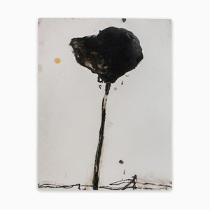 Robert Baribeau, Tallo en negro # 4, óleo y carbón en papel, 2018