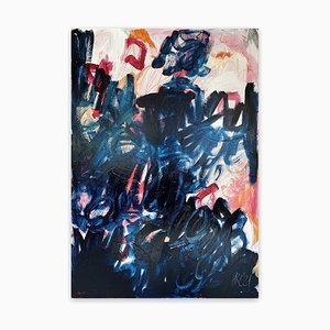 Paul Richard Landauer, Sin título (azul No.1), acrílico y técnica mixta sobre lienzo, 2021