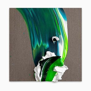 Nikolaos Schizas, Small Green Wave, Técnica mixta sobre lienzo, 2022