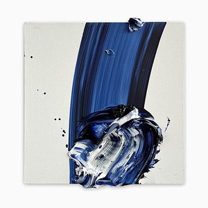 Nikolaos Schizas, Small Blue Wave, Mixed Media on Canvas, 2022
