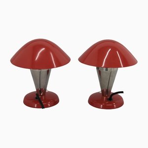 Bauhaus Nachttischlampen mit flexiblem Schirm, 1930er, 2er Set