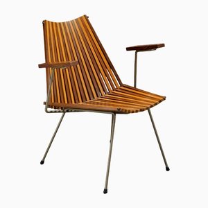 Rohé 220 Slat Chair in Teak and Birch by Rohé Noordwolde, 1960s