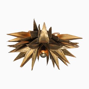 Star Shaped Palm Tree Sconce in Brass from Maison Jansen, 1970s